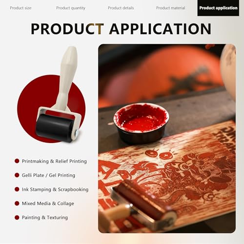 6Pcs Rubber Brayer Rollers Kit,1.4inch Rubber Rollers for Printmaking Wallpaper Ink Stamping Gluing Oil Painting Plastic Relief Crafting Art DIY - size: 1.4"