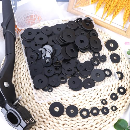 240 Pcs Rubber Washers Assortment Kit, 12/16/18/20/25/30 mm Black Rubber Gasket, Vibration Absorbing Sealing Washer for Bolts Faucets Screws Garden Hose Shower Head (6 Sizes)