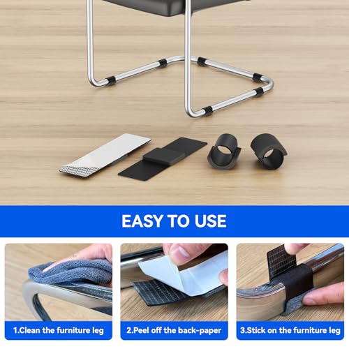 Sled Base Chair Floor Protectors Sled Base Chair Glides Wrap Around Floor Savers,Chair Leg Protectors Furniture Pads,Protect Floors Anti-Scratch Reduce Noise Easy Install (24pcs, Black Felt Pads) - size: Black Felt Pads