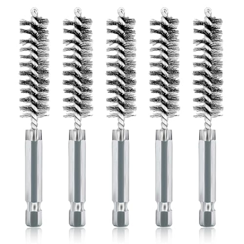 5Pcs 1/2" Stainless Steel Wire Bore Brush for Power Drill Cleaning - size: 13mm | 1/2"