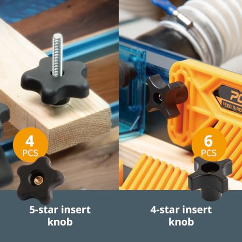 POWERTEC 71127 128 Piece Set T Track Knob Kit w/ 5 Star Knob, 1/4-20 Threaded bolts and Washers, T Track Accessories for Woodworking Jigs and Fixtures - size: Pack of 1, style: 128 pcs