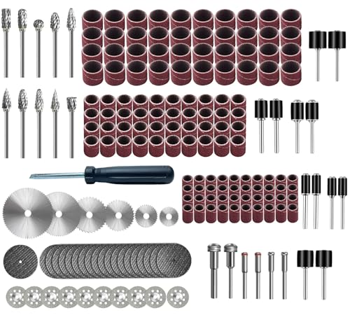 Tungsten Carbide Burr, Sanding Drums & Cutting Wheel Set, 185 Pcs - size: 185 Pcs