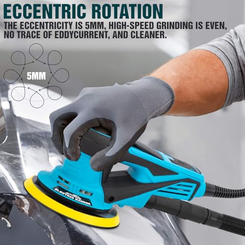 Autolock 350W Electric Random Orbital Sander with 5 & 6 Inch pads 1pcs - color: Blue