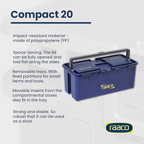 Raaco Tool Box with Removable Trays - 66 lb Load Capacity (Compact 20) - style: Close