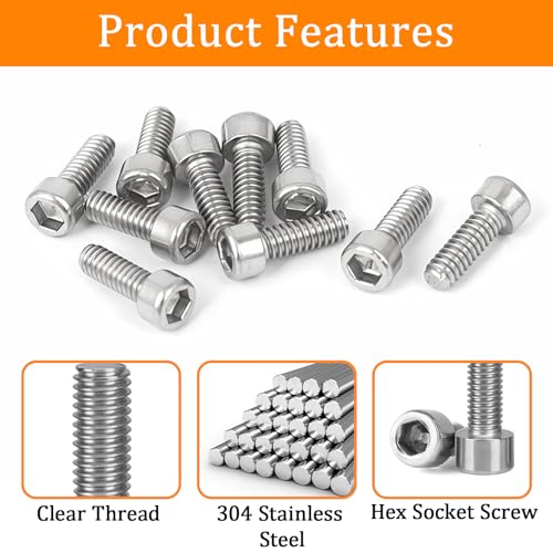 30 Pcs M8 x 16mm Stainless Steel Allen Socket Head Cap Screws, Full Thread Metric Fasteners, Bright Finish for Automotive & Machinery Use - size: M8x16mm-30Pcs