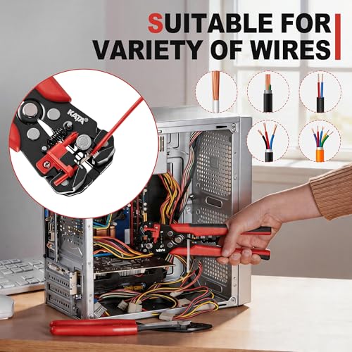 KATA Wire Crimper and Automatic Wire Stripper Tool Set for Electrical Work - color: 2pc Red