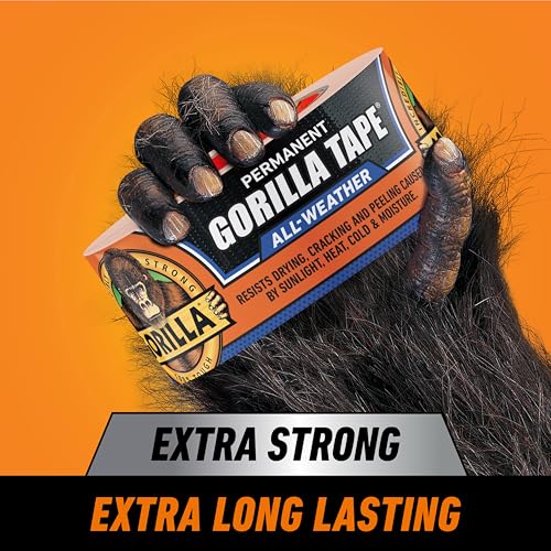 GORILLA All Weather Duct Tape, Black, 1.88" x 25 yd - size: 1 Pack