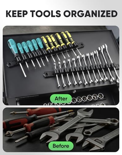ALOANES Magnetic Screwdriver Organizer 36-Slot Black 3PC for Toolbox - color: Black