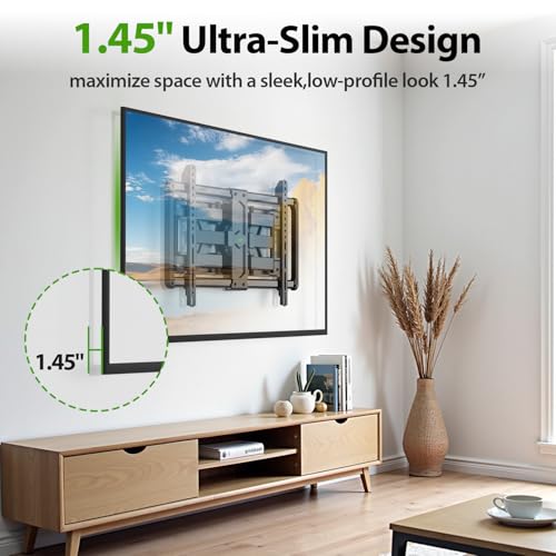 USX Mount Ultra Slim TV Wall Mount for 37-90 inch TVs, Low Profile Full Motion TV Mount with Swivel Articulating Dual Arms, Wall Bracket for Max VESA 600x400mm Holds 120lbs, Fits 16"/18"/24" Studs - size: 37-90 inch, 120 lb