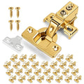 Mousike 30 Pack (15 Pair) Soft Close Cabinet Hinges, 1/2 Overlay Soft Close Hinges for Kitchen Cabinet, Stainless Steel, Built-in Damper, 100 Degree Opening Angle, 6 Way Adjustment (Gold) - color: Gold, size: 30 Pack