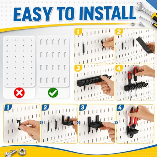 Novabright 6 Pcs 2 Style Pegboard Screwdriver Holders Plastic Pegboard Plier Holders Peg Board Screwdriver Household Tools Organizer Racks for Kitchen, Workbench, Garages, Shops, Hanging Plier (Black) - color: Black