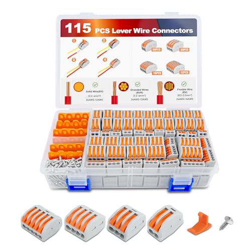 Nilight 115PCS Lever Wire Connector Nut Kits Inline Electrical Terminal - color: 115Pcs Lever Wire Connectors