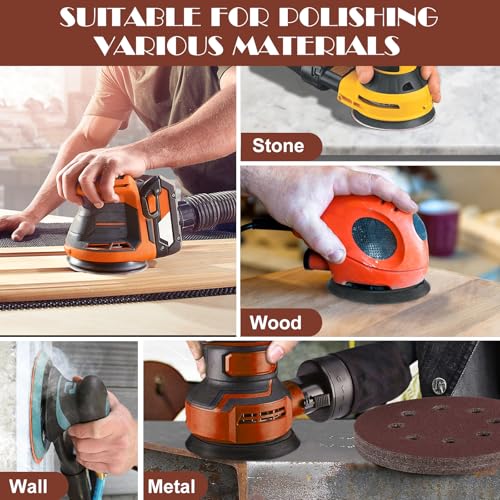 Sanding Discs Set, Jamiikury 5 Inch Orbital Sander Sandpaper Hook and Loop Sanding Pads Round Sand Paper - 60/120/240/400/600/800/1000/1200/1500/2000 Grit, Pack of 100