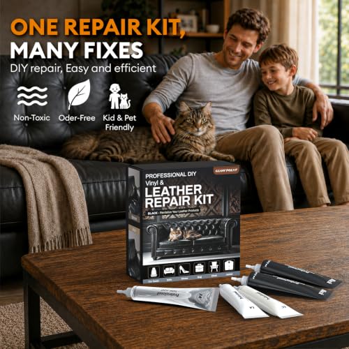 Leather Repair Kit for Furniture, Vinyl Repair Kit Restore Leather Surface - color: Black