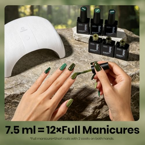 beetles Green Gel Polish Set, 6 Olive Sage Forest Green Colors Gel - color: H - Creme | Wildwood Luxe