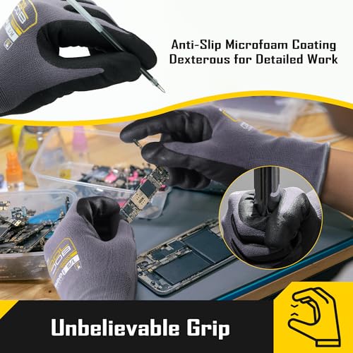 COOLJOB 6/12/36 Pairs Safety Work Gloves, Microfoam Nitrile Rubber Coated - size: Large, style: 6 Pairs