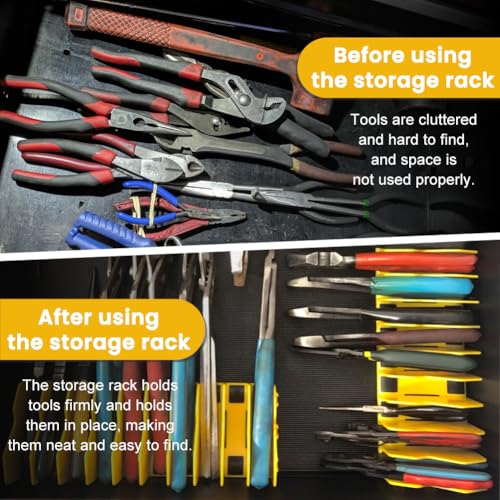 Pliers Organizer 2‑Pack, Expandable 20‑Slot Tool Rack - color: yellow