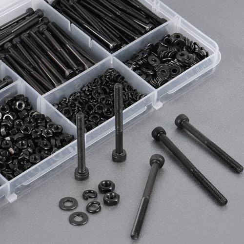 VGBUY 443Pcs M3 Screws Assortment Kit for 3D Printer DIY, M3x25/30/35/40/45mm, Hex Socket Head Cap Metric Screws Bolts Washers Nuts Kit, 12.9 Grade Alloy Steel, Black Oxide - size: M3x25/30/35/40/45mm, style: Socket Head
