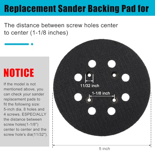 Mudder 2 Pcs 5 Inch 8 Hole Hook and Loop Orbital Sander Replacement Pad