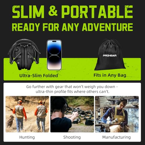 PROHEAR 022 Electronic Ear Protection for Shooting & Hunting - 29dB SNR Noise Reduction, 4 Omnidirectional Microphones - color: Electronic Ear Protection-black