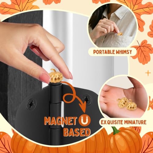 Pumpkin Hinge Toppers Set of 6 - Door Magnetic Hinge Heads Decorative Topper - Fall Indoor Hinge Decoration Charms for Halloween (Metal Alloy)