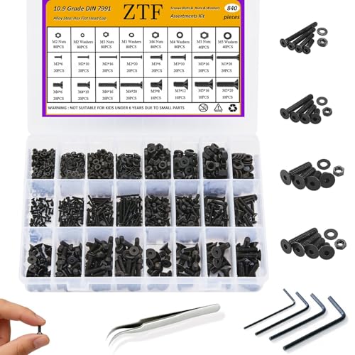 ZTF 840PCS Set Screw Assortment Kit M2 M3 M4 M5 Metric - style: Flat Socket Head