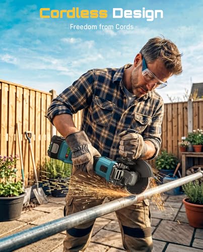 SEESII Cordless Angle Grinder 4-1/2 Inch, 10000RPM Brushless Motor