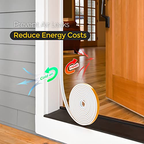 Ravinte Weather Stripping Door Seal, 1 x 1/8" Adhesive Foam Tape, 10 FT - color: White, size: 1In x 1/8In x 10Ft