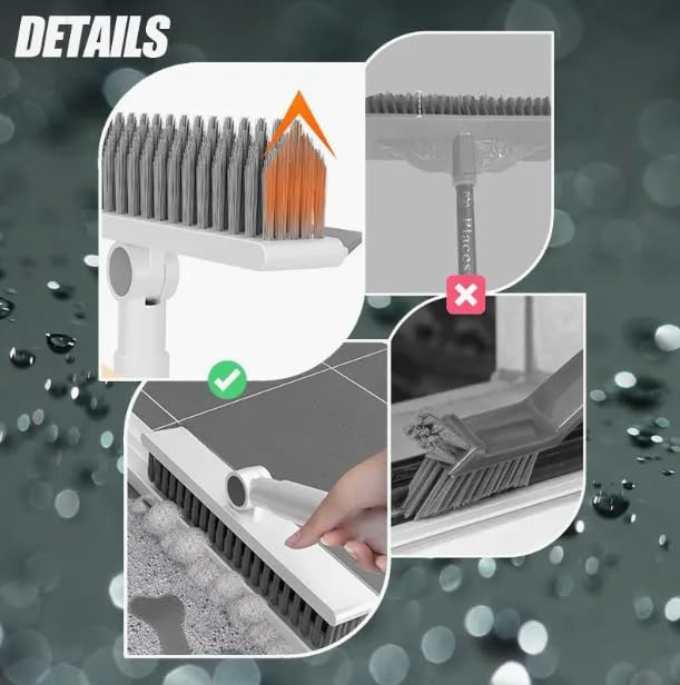 HomeBeyond Grout Cleaner Brush with Long Handle, V-Shaped Swivel Scrub Brush for Bathroom, Tile Lines, Kitchen, Garage, Deck & Crevices, Stiff Bristle Floor & Wall Cleaner