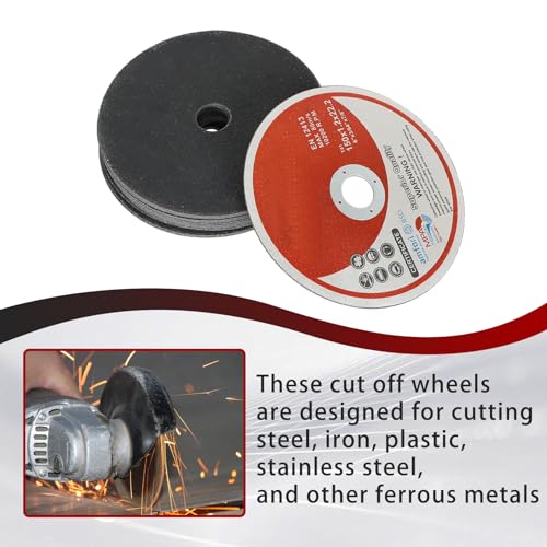 findmall 100 Pack 6" x.045 x7/8" Cut-Off Wheel - Metal and Stainless Steel Cutting Discs, Fir for Cutting Steel, Iron, Plastic, Stainless Steel, Etc - size: 100pcs 6"*0.045"*7/8"