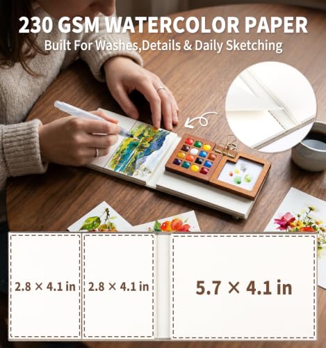 12-Color Travel Watercolor Set with Clip-On Wood Palette