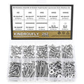 252 Pieces #6-32 x 3/16", 1/4", 5/16", 3/8", 1/2", 5/8", 3/4", 1", Button Head Socket Cap Screws Nuts Washers Assortment Kit, 304 Stainless Steel, Fully Machine Thread - size: #6-32, style: Button Head