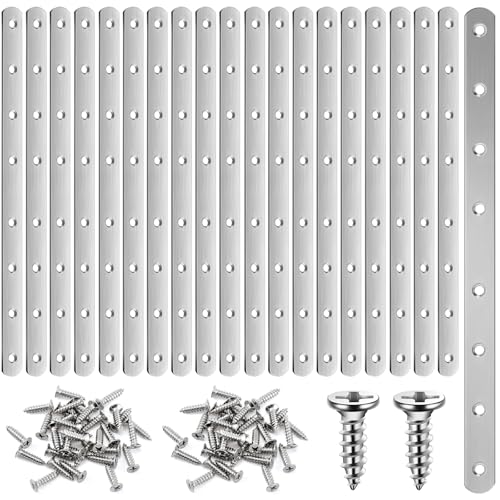 Zonon 20 Pcs Silver Flat Mending Plate 12" Stainless Steel Bracket - color: Silver, size: 12 Inch