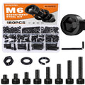180PCS M6 Socket Head Cap Screw Assortment Kit, 8-35mm - size: M6 180pcs