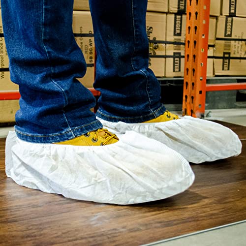 ShuBee Original Disposable, Extra-Large Boot and Shoe Covers, Thicker & Stronger, Durable Protection for Floors - 50 Pairs - color: White