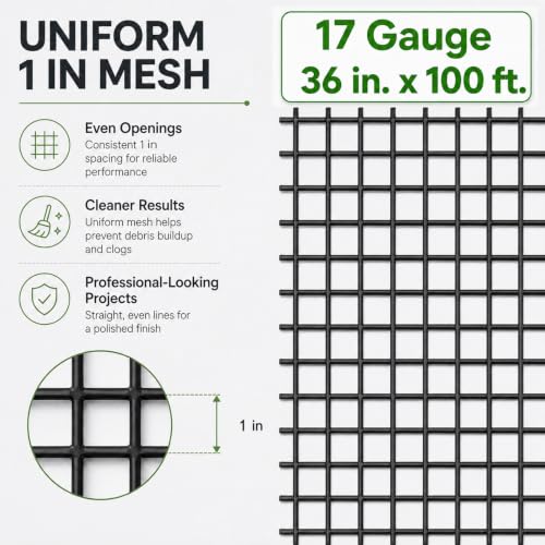 GoldPeak Black Hardware Cloth 1 inch Mesh 36'' x 100' 17-Gauge - size: 1x1 inch 36''x100'