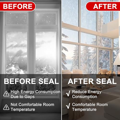 Transparent Window Seal Weather Sealing Tape 2 Inch x 35 Yards Weather Stripping Residue Free Clear Window Insulation Tape for Shower Glass Gaps and Doors Windproof Tape - size: 2 IN - 35 Yards Clear