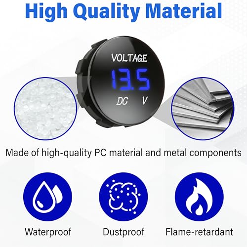 2 PCS DC 12V 24V Volt Meter, Car LED Digital Voltmeter Gauge - color: 2 PCS Blue