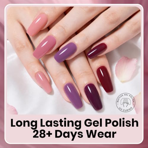 Beetles Purple Gel Polish Set, Burgundy Maroon Mauve Plum Fall Colors - color: A - Creme | 0-0-0-Rose Petals