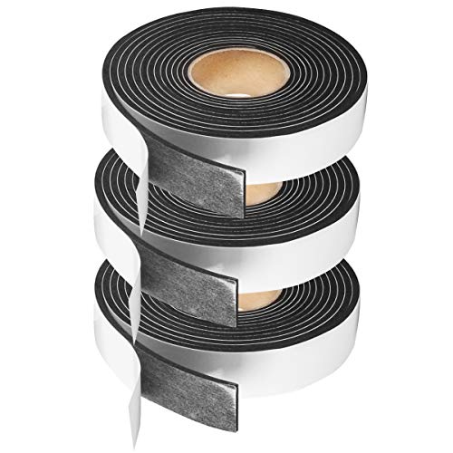 Foam Tape Weather Stripping Window Seal,1"Wx1/8"T High Density Seal Strip,Adhesive Closed Cell Weather Strip(Total 30FT,Black) - size: 1"W x 1/8"T x 30FT