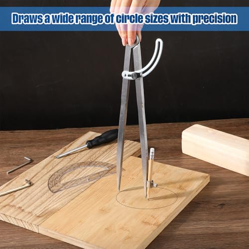 12 Inch Professional Compass for Woodworking with Wing & Protractor, Clear - color: Clear, size: 12 Inch