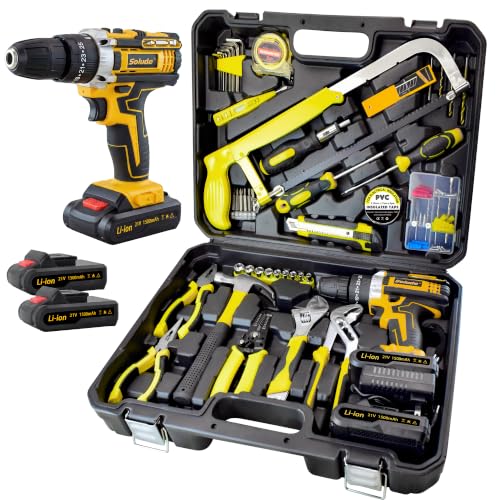 165-Piece Home Tool Kit with Drill,21V Cordless Drill Tool Set with 2 Batteries,Household Tools Kit for Home Repair and DIY Projects - size: 165 Pcs