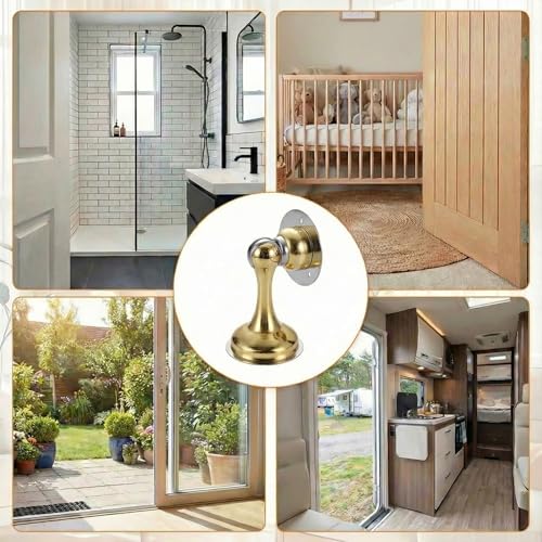 Magnetic Door Stopper 2 Pack, Multi-Angle Wall Guard, Gold - color: Gold
