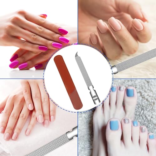 Metal Nail File for Natural Nails, Stainless Steel Nail Files with Sharp Pointed Tip Fingernail File Sheath Case Double Sided Curved Reusable Nail File Manicure Tools Home Salon Travel Use Men Women - size: 1 Pack Curved Tip Nail File with Case
