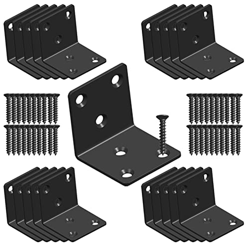 Black Stainless Steel Shelf Bracket,Joint Right Angle Bracket,L Shape Heavy Duty Metal Corner Brace Shelf Supporter for Wood Aufuga (20, 2x2x2) - size: 2x2x2