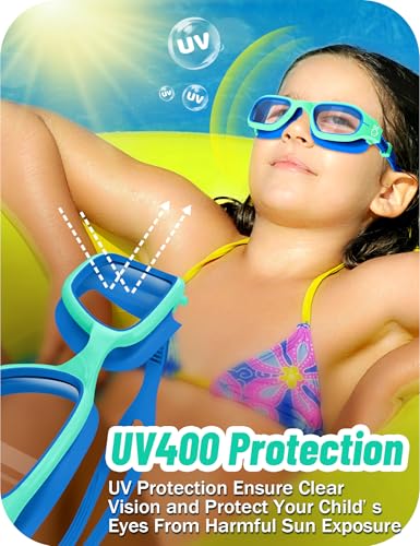 Vvinca Kids Swim Goggles, Swimming Goggles for Kids 3-14 Anti-Fog UV Protection No Leak Pool Glasses for Boys Girls - color: 11- Blue& Black