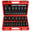DISEN 19 Pcs 1/2" SAE Impact Socket Set - size: 1/2” 19pcsSAE Impact Socket Set