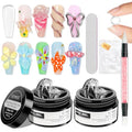 Clear 3D Sculpting Gel Non-Stick Hand Solid Builder Gel for Nails | 3D Nail Gel Art with Silicone Pen for 3D Molding Nail Art Home Manicure DIY for Women - color: Clear&Clear