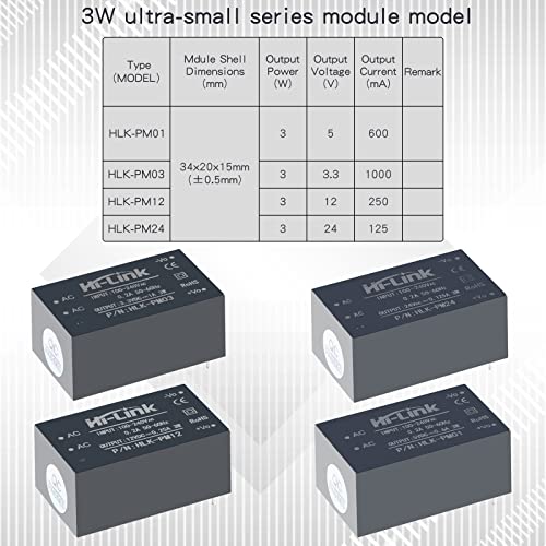 AC-DC Isolated Power Module Smart Home Switching Power Module Mini Buck Power Module 220v to 12v HLK-PM12 DC Power Module AC DC Converter 220V to 12V (3PCS) - style: HLK-PM12