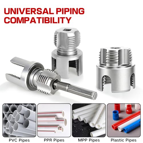 PVC Pipe Threader Kit, Threading Tool, PVC Plumbing Tools,Pipe Tapping Tool - size: 1/2+3/4+1